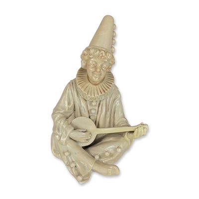 Sale Photo Thumbnail #425: Doulton Burslem Vellum Figurine, Sentimental Pierrot Playing the Mandolin