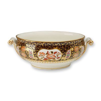 Sale Photo Thumbnail #495: Wedgwood Bone China Imari Style Handled Pedestal Serving Bowl circa 1870
