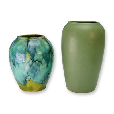 Sale Photo Thumbnail #289: McCoy and Zainesville Matte Green and Drip Glaze Vases