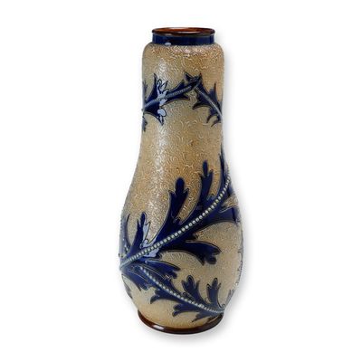 Sale Photo Thumbnail #224: Royal Doulton by George Tinworth and Bessie Newberry Stoneware Art Nouveau Foliate Vase