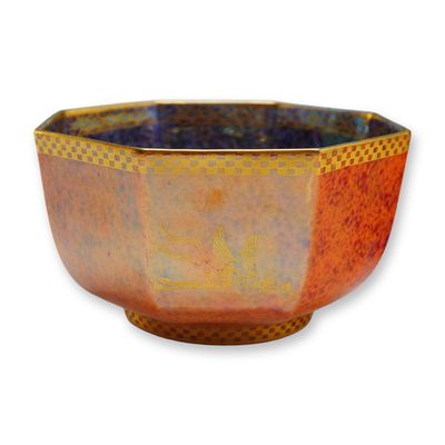 Sale Photo Thumbnail #367: Wedgwood Fairyland Lustre Octagonal Bowl, Bai-Fuku and Waso-Byo-Ye Z4825