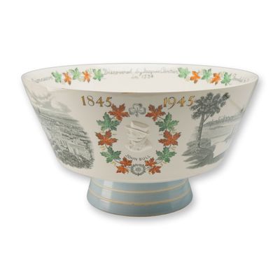 Sale Photo Thumbnail #492: Wedgwood Queen's Ware Montreal Centenary Commemorative Pedestal Bowl