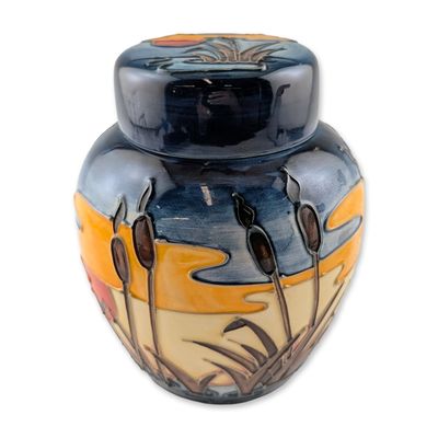 Sale Photo Thumbnail #347: Moorcroft Philip Richardson Reeds at Sunset Ginger Jar