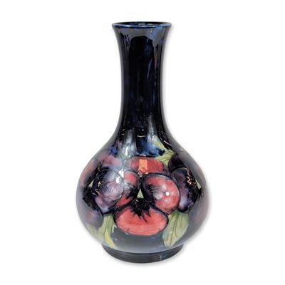 Sale Photo Thumbnail #4: William Moorcroft Pansy Cobalt Glaze Vase
