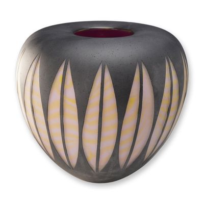 Sale Photo Thumbnail #124: Jordan Ford Studio Art Glass Carved Pod Vase