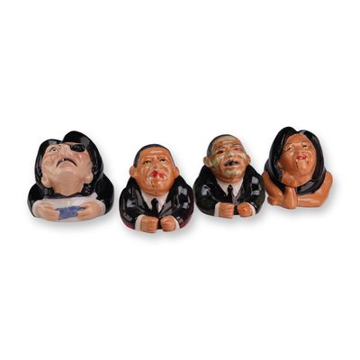 Sale Photo Thumbnail #191: Lot of Four Kevin Francis Artist Edition Halloween Political Face Pots