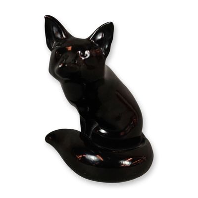 Sale Photo Thumbnail #438: Rare Royal Doulton Black Experimental Glaze Figurine, Fox Seated HN147B
