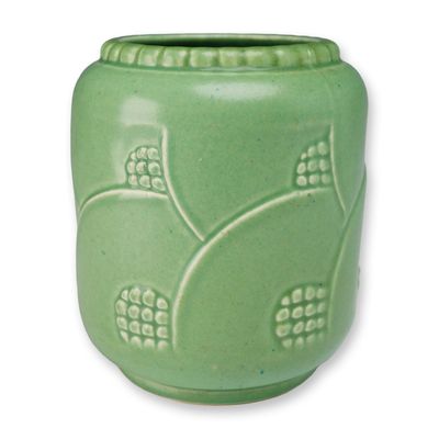 Sale Photo Thumbnail #486: Wedgwood Art Deco Matte Green Relief-Decorated Ceramic Vase, circa 1932