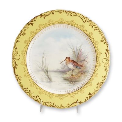 Sale Photo Thumbnail #267: Wedgwood Hand Painted Gilt Porcelain Cabinet Plate Signed J. Hodgkiss