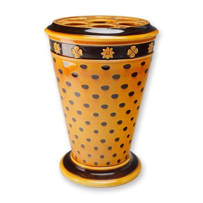 Sale Photo Thumbnail #484: Wedgwood Slip Ware Vase with Flower Frog Lid, circa 1820