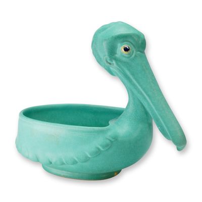 Sale Photo Thumbnail #309: Weller Pottery Matte Turquoise Pelican Planter