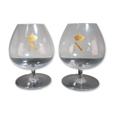 Sale Photo Thumbnail #130: 2pc Baccarat France Crystal Napoleon Brandy Snifters