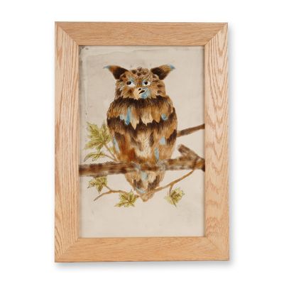 Sale Photo Thumbnail #229: Framed Cobridge Stoneware Grotesque Owl Plaque