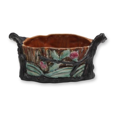 Sale Photo Thumbnail #292: Weller Pottery Warwick Tree Trunk Jardiniere with Handles