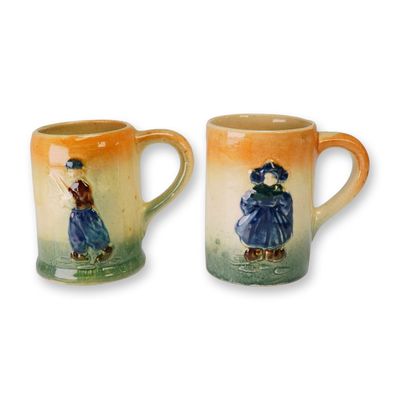 Sale Photo Thumbnail #287: 2pc Roseville Pottery Holland Ware Mugs