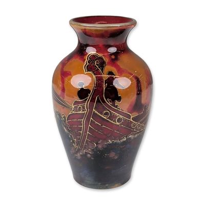 Sale Photo Thumbnail #467: Bernard Moore Flambe Viking Longship Vase