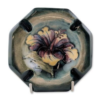 Sale Photo Thumbnail #82: Moorcroft Hibiscus Pattern Octagonal Ashtray