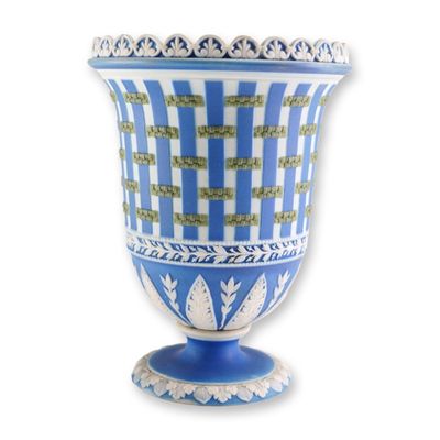 Sale Photo Thumbnail #63: Wedgwood Tricolor Jasperware Strapware Footed Vase