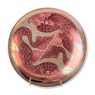 Sale Photo Thumbnail #232: William De Morgan Fulham by Charles Passenger Ruby Luster Double Fish Dish