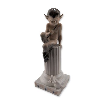 Sale Photo Thumbnail #414: Royal Copenhagen Christian Thomsen Porcelain Faun on Column Figurine