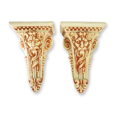 Sale Photo Thumbnail #305: Pair of Weller Clinton Ivory Colored Wall Shelves