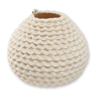Sale Photo Thumbnail #282: Jackie Shutiva Histia Acoma Pueblo Corrugated Beehive Snake Vessel