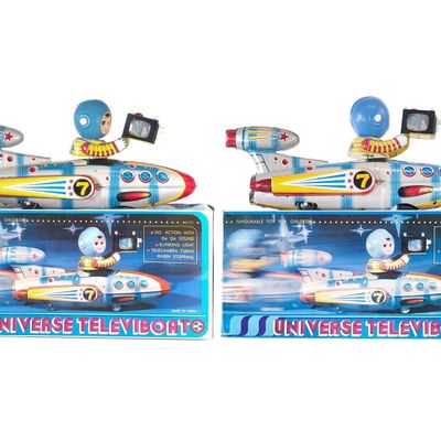 Sale Photo Thumbnail #260: (2) Universe TeleviBoat Tin Space Ship Boxed, China