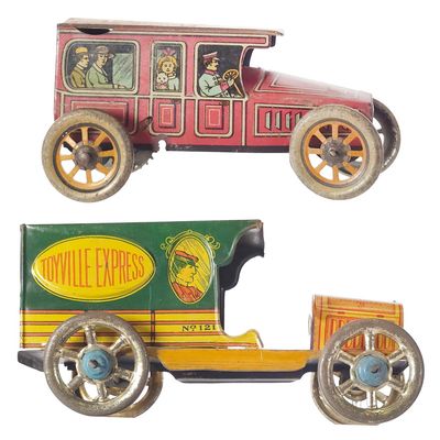 Sale Photo Thumbnail #371: (2) J. Chein & Nonpareil Tin Litho Vehicles