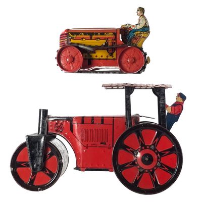 Sale Photo Thumbnail #394: (2) Marx Road Roller & Tractor Tin Litho Windups