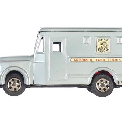 Sale Photo Thumbnail #176: S.S.S. 1950s Tin Litho Armored Bank Truck Friction