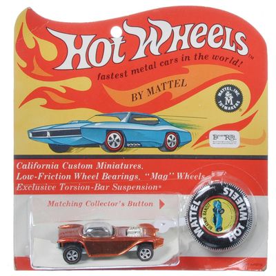 Sale Photo Thumbnail #402: Hot Wheels Redlines 1968 Orange U.S. Beatnik Bandit Carded by Mattel Toys