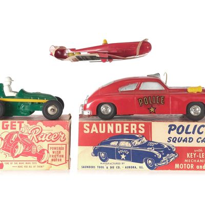 Sale Photo Thumbnail #387: (3) Marx Boxed, Saunders Boxed, & Topic Toys Vehicles