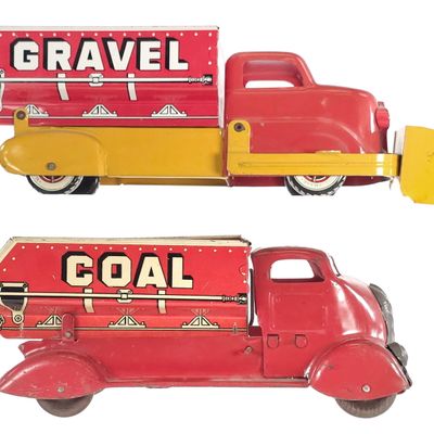 Sale Photo Thumbnail #281: (2) Marx Sand & Gravel Dump Truck & Coke/Coal Dump Truck