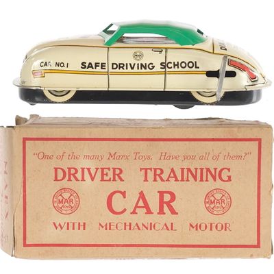 Sale Photo Thumbnail #162: Marx Driver Training Tin Litho Windup Car with Box