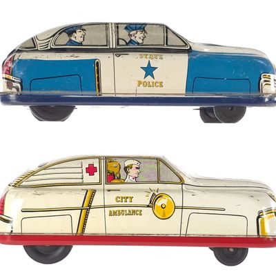 Sale Photo Thumbnail #161: (2) Lupor Tin Litho Police Car & Ambulance