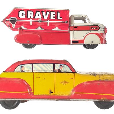 Sale Photo Thumbnail #341: (2) Marx Sand & Gravel Dump Truck & Wolverine Mystery Taxi