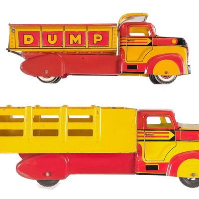 Sale Photo Thumbnail #185: (2) Marx Lumar Dump Truck & Marx Stake Truck