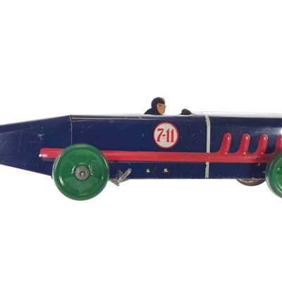 Sale Photo Thumbnail #372: Marx Tin Litho 7-11 Giant King Racer Windup Blue