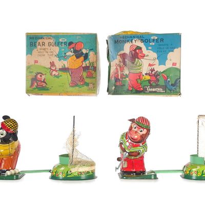 Sale Photo Thumbnail #412: (2) TPS Mechanical Bear Golfer & Monkey Golfer Boxed