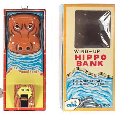 Sale Photo Thumbnail #404: AHI & Yone Hippo Bank Tin Windup Boxed