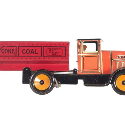 Sale Photo Thumbnail #119: Marx Tin Litho Coal & Coke Dump Truck Windup