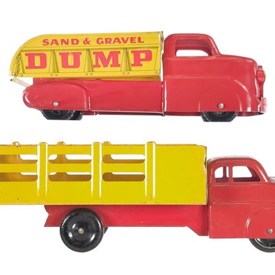 Sale Photo Thumbnail #309: (2) Marx Sand & Gravel Dump Truck & Stake Truck