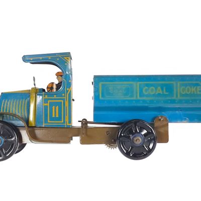 Sale Photo Thumbnail #113: Marx Tin Litho Coal & Coke Dump Truck Windup