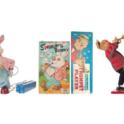 Sale Photo Thumbnail #410: (2) Nomura T.N. Trumpet Player & SAN Smoking Bunny Boxed