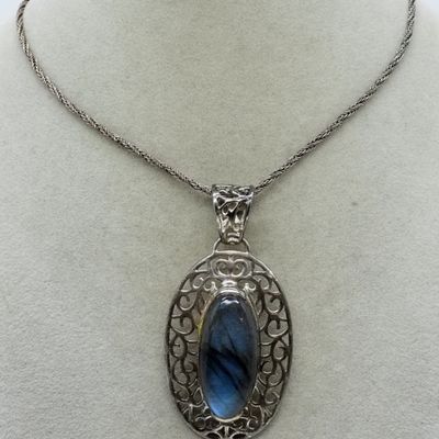 Sale Photo Thumbnail #100: Abalone Pendant Necklace - Sterling