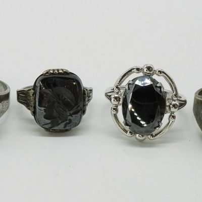 Sale Photo Thumbnail #160: Sterling Hematite & Spinel Ring Lot