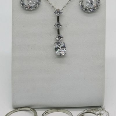 Sale Photo Thumbnail #244: Pretty Bridal Style Sterling Rings & Earrings