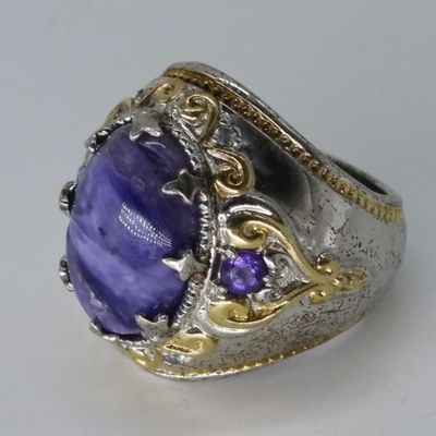 Sale Photo Thumbnail #126: Michael Valitutti Sterling Charoite Ring Sz 7