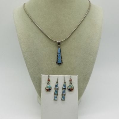 Sale Photo Thumbnail #382: Sterling Silver Southwest Inlay Jewelry Lot
