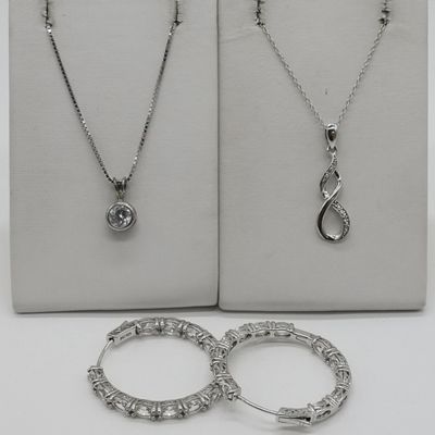 Sale Photo Thumbnail #219: Two Sterling Fashion Necklaces & Earrings